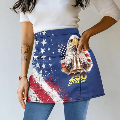Server Apron with 3 Pockets, Waterproof Oil Waitress Waiter Half Apron for Restaurant Hotel Kitchen Cafe