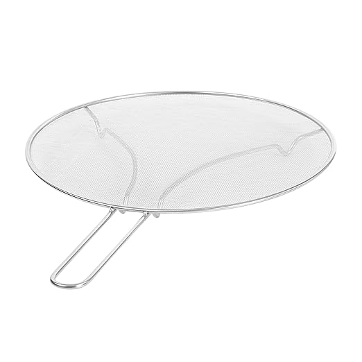 Restaurantware Splatter Screen 1 Count 13" Fine Mesh Cover Stainless Steel Splatter Guard with Resting Feet Cooking Protector for Frying Pan, Cooking Pots, Saute, Grease and Oil, Kitchen Tool