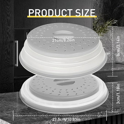 CasaCulina Collapsible Microwave Splatter Cover, Vented Microwave Lid with Hook Hole, Splatter Guard for Plate Dish Bowl, Vegetable Fruit Colander Multi-function Kitchen Gadget, BPA-Free (Grey) - Image 2