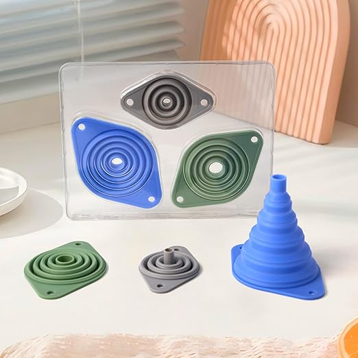 Kitchen Funnel Set of 3,Small and Large,Funnels for Kitchen Use Filling Bottle,Folding Silicone Funnel Used for Transferring Liquids in The Kitchen - Image 2