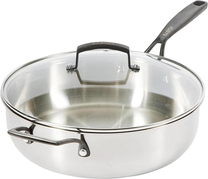Babish 5-Qt Stainless Steel Sauté Pan with Lid – Heavy Duty Nonstick-Ready, Oven & Induction Safe, Everyday Kitchen Cookware by Babish