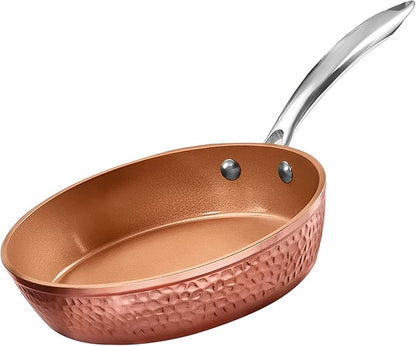Gotham Steel 10 Inch Hammered Non Stick Frying Pans, Nonstick Frying Pan with Lid, Nonstick Pan, Ceramic Frying Pans Nonstick Skillet, Ceramic Pan, Non Stick Pan, Copper Pan, Dishwasher / Oven Safe - Image 4
