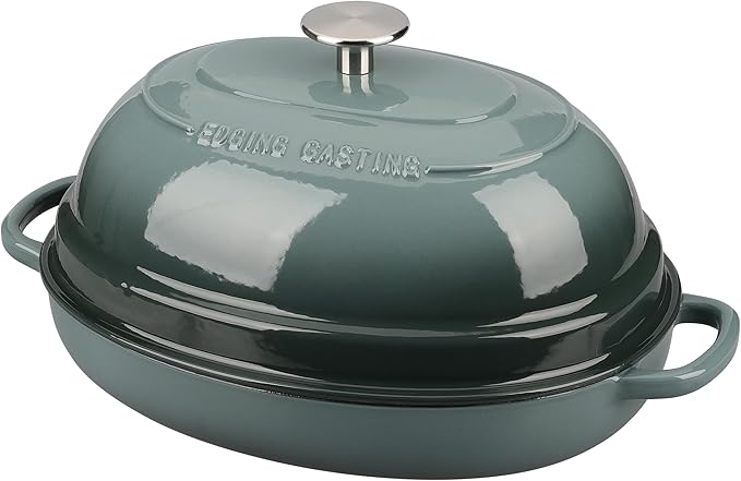 EDGING CASTING Enameled Oval Cast Iron Dutch Oven Pot with Lid, Bread Dutch Oven for Sourdough Bread Baking, Dutch Oven Bread, Bread Oven, 6QT, Slateblue - Image 5