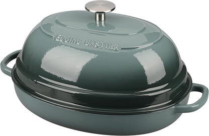 EDGING CASTING Enameled Oval Cast Iron Dutch Oven Pot with Lid, Bread Dutch Oven for Sourdough Bread Baking, Dutch Oven Bread, Bread Oven, 6QT, Slateblue - Image 5