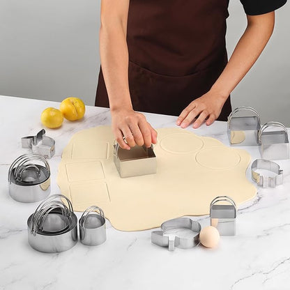 4 Pieces Square Cookie Cutters - 2inch, 2.25inch, 2.75inch, 3.15inch Stainless Steel Biscuit Cutter with Handle and Big Ring, Professional Baking Dough Cutter Tools for Cakes, Sandwiches - Image 6