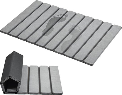 AWW Foldable Stone Bath Mat, Super Absorbent Diatomaceous Earth Mats, Non-Slip 23.6 x 15.5 Inch Quick Drying Mat, Compact and Easy to Store Bath Mats for Bathroom, Easy to Clean, Grey by AWW