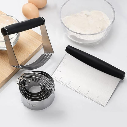 HULISEN Stainless Steel Biscuit Cutter Set, Pastry Scraper and Dough Blender, Sturdy & Long-Lasting with Ergonomic Rubber Grip, Professional Baking Dough Tools, Gift Package (3 Pcs/Set) - Image 6