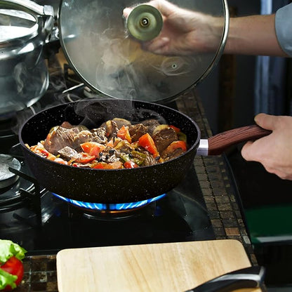 MAISON ARTS 17 Piece Pots and Pans Set Non Stick, Kitchen Cookware Sets with Nonstick Granite Stone Coating, Suitable for Induction Cooktops, Black - Image 5