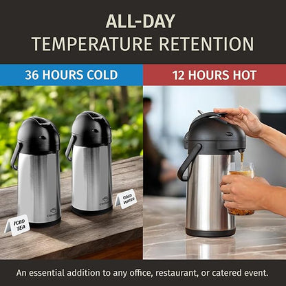 Thermal Coffee Carafe 74Oz, Keeps Drinks Hot for 12Hrs & Cold for 36Hrs, Insulated Stainless Steel Coffee Carafe for Hot Drinks, Easy One-Handed Dispensing for Office, Home, Party, Durable Tea Flask - Image 2