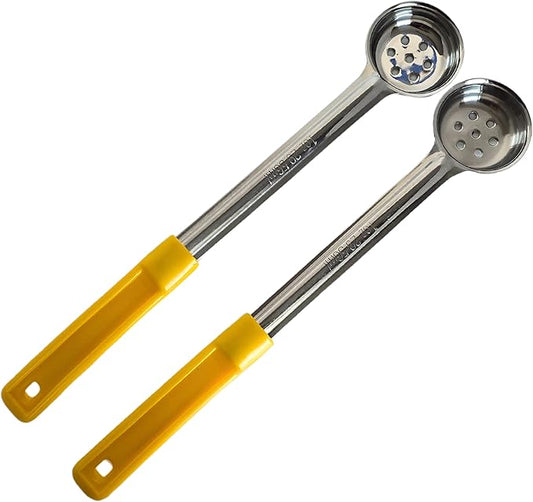 1 Ounce Slotted Stainless Steel Portion Control Ladle Spoon for Measuring and Serving; Commercial Grade Serving Scoops [Pack of 2] by Habanerofire