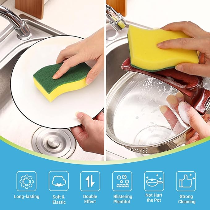 AIDEA Sponges Kitchen, 50 Pack Heavy Duty Dish Sponge, Cleaning Dish Scrubber for Home and Kitchen, Stink-Free Cleaning Supplies for Pots, Pans - Image 2