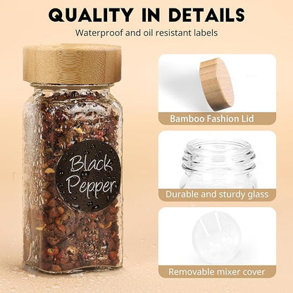24Pcs Spice Jars with Label, 4oz Empty Square Seasoning Containers, Spice Jars with Shaker Lids, Small Spice Bottles for Salt, Herbs, Sugar, Pepper, Seasoning Jars for Spice Rack, Cabinet, or Drawer - Image 3