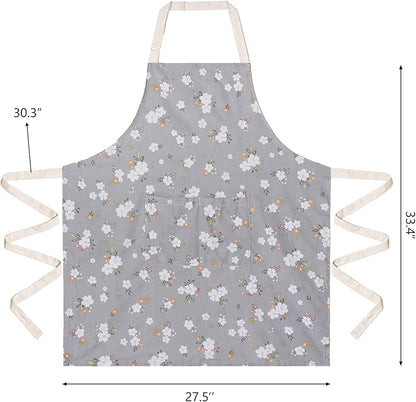 Aoomzoon Kitchen Aprons for Women with 2 Pockets,Double Sided Vintage Adjustable Apron for Gardening Cooking Arting Painting - Image 6
