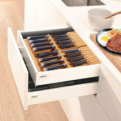 Utoplike In-drawer Knife Block Bamboo Kitchen Knife Drawer Organizer Large, handle Steak knife Holder without Knives, Fit for 16 Knife and 1 Sharpening Steel (Knives & Sharpening Not Included) - Image 6