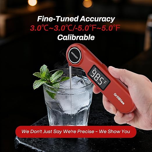 Instant Read Meat Thermometer, GrillBliss USB-C Rechargeable Digital Food Thermometer with 0.5s Fast Read & ±0.5℉ Accuracy, VA LCD Display, Cooking Thermometer for BBQ, Grill, Candy, Brewing - Image 5
