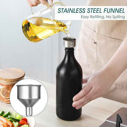 vancasso 20 Oz Ceramic Olive Oil Dispenser Bottle, Bottle Dispenser with Spout and Funnel for Kitchen,Suitable for Oil, Vinegar, Coffee Syrups & Other Liquids，BK - Image 4