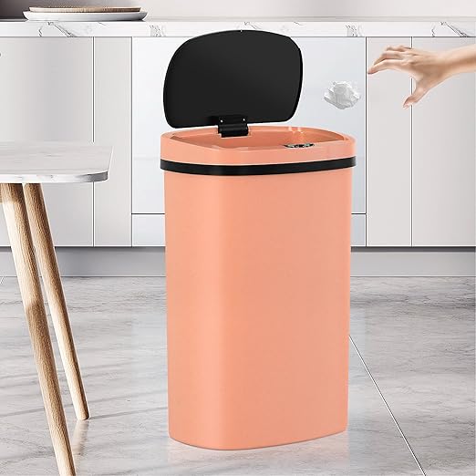 13 Gallon Trash Can,50Liter Plastic High-Capacity Automatic Kitchen Trash Can with Lid,Motion Sensor Touch Free Garbage Cans for Bathroom, Bedroom, and Kitchen (3, Pink) - Image 9