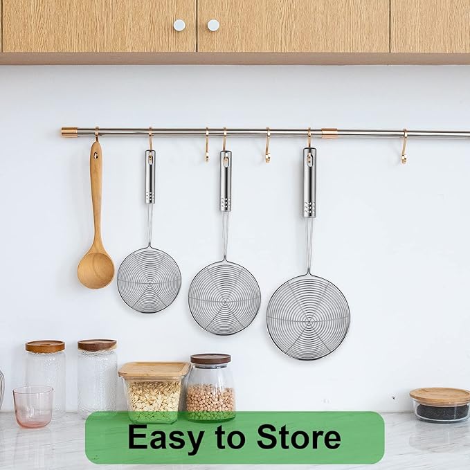 Swify Spider Strainer Set of 3 Asian Strainer Ladle Stainless Steel Wire Skimmer Spoon with Handle for Kitchen Frying Food, Pasta, Spaghetti, Noodle-30.5cm, 32cm, 35cm - Image 4