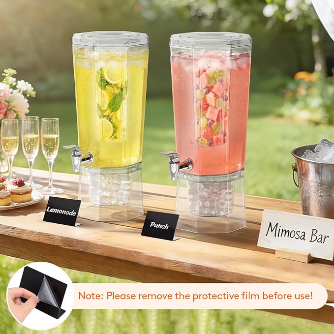 Lifewit 1.6 Gallon Drink Dispenser for Parties 2 Pcs, Large Plastic Beverage Container for Juice/Tea/Soda with Stand & Ice Core, Clear Lemonade Dispenser with Spigot, BPA Free Water Pitcher for Fridge - Image 9