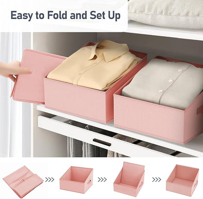 DIMJ Closet Storage Bins 10 Pack - Fabric Storage Baskets for Shelves, Collapsible Clothes Organizer with Handles, Trapezoid Shelf Organization Storage Cubes for Purse, Toys, Books, Towel, Clothes - Image 3