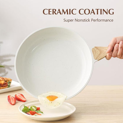 SENSARTE Nonstick Ceramic Frying Pan Skillet with Lid, 10 Inch Omelet Pan, Healthy Non Toxic Chef Pan, Induction Compatible Egg Pan with Heat Resistant Handle, Free of Intentionally Added PFAS/PTFE - Image 2