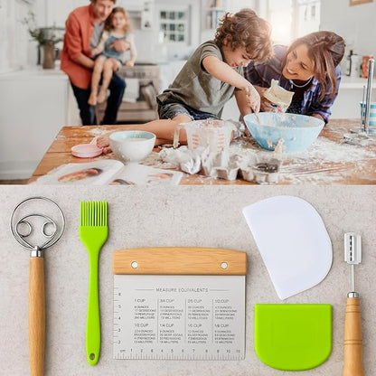 BOORIKA Sourdough Bread Baking Tool Set with Danish Dough Whisk, Bread Lame & Blades, Bench Scraper, Dough Scrapers and Silicone Brush – Sourdough Starter Kit - Image 8