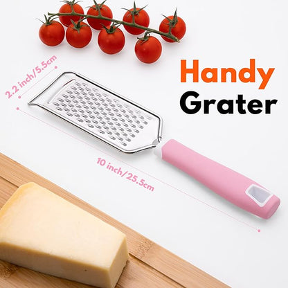 Rainspire Professional Cheese Graters for Kitchen Stainless Steel Handheld, Metal Lemon Zester Grater With Handle For Cheese, Chocolate, Spices, Kitchen Gadgets And Tools, Soft Grip Handle, Pink - Image 2