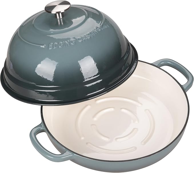 EDGING CASTING Enameled Cast Iron Dutch Oven Pot with Lid, Round Bread Oven for Homemade Sourdough Bread Baking, 6 Quart, Slateblue - Image 5