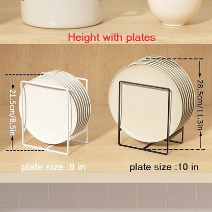2 Pack Large Plate Holders Organizers Upright Cabinet Dish Drying Racks Metal Plate Dish Organizers Racks Stands for Countertop and Cupboard 7.87in. x 6.29in. x 4.52in. Black