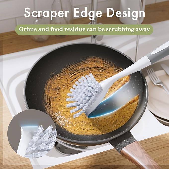 Amazer Dish Brush, 2 Pack Dish Scrubber with Handle, Kitchen Dishes Brushes, Scrub Brush with Stiff Bristles for Cleaning, Sink, Pots, Pans - Image 5