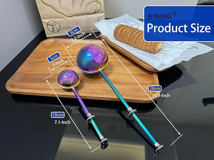 JETKONG 2 Pcs Flour Sifter, Stainless Steel Flour Duster for Bread Baking, Bakers Dusting Wand for Powdered Sugar and Spices (Small+Large, Rainbow) - Image 3