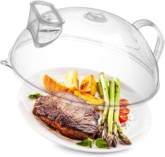 Microwave Splatter Cover,Protect Food Splashes,Dish Bowl Plate Serving Lid with Handle,BPA-Free,Clear Safe Plastic,Microwave Cover for Food,10 Inch