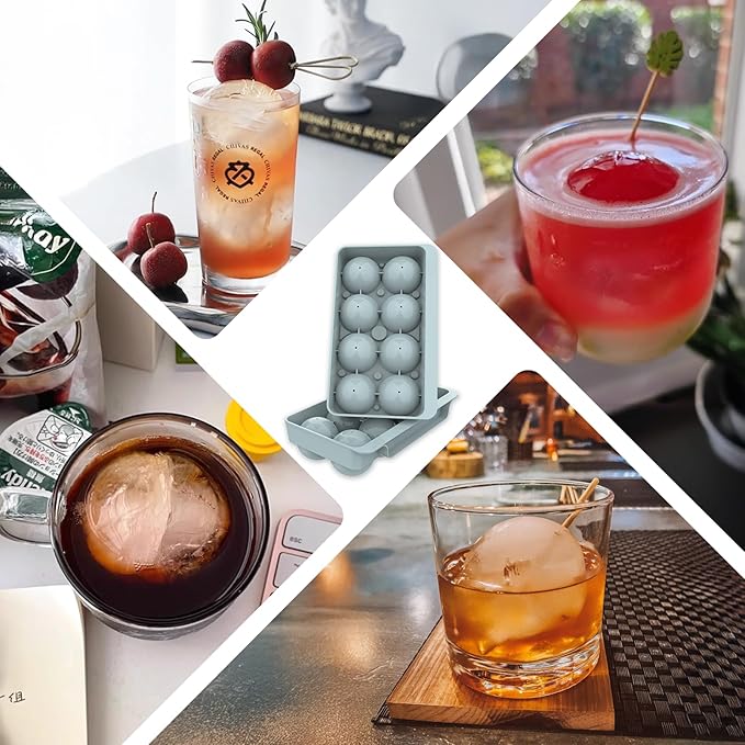 Large Ice Ball Maker Mold, 2.5" Round Ice Cube Mold for Whiskey Bourbon Cocktail, 8 Balls, Sphere Ice Mold, Big Ice Cube Tray with Container and Tongs, Easy to Fill & Release - Image 8