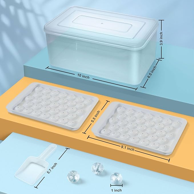 WIBIMEN Ice Cube Tray with Lid and Bin - Round Ice Trays for Freezer with Lid - Ice Cube Trays for Freezer with Ice Container (1"-2PACK White) - Image 6