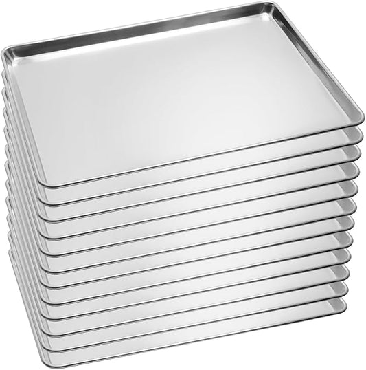 BIEAMA 12 Pack Full Size Baking Sheet Pan Aluminum Commercial Pan for Oven Freezer Bakery Hotel Restaurant 26" × 18" by BIEAMA