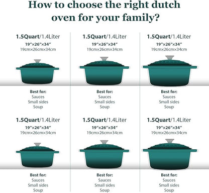 Overmont Enameled Cast Iron Dutch Oven - 7QT Pot with Lid Cookbook & Cotton Potholders - Heavy-Duty Cookware for Braising, Stews, Roasting, Sourdough Baking bottle green - Image 7
