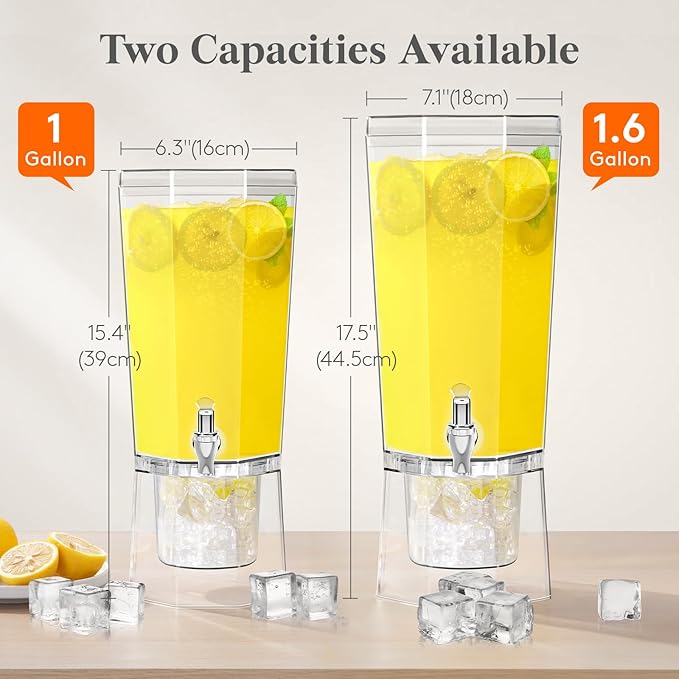 Lifewit 1.6 Gallon Drink Dispenser for Parties, 6L Plastic Beverage Container with Stand for Juice/Tea/Soda & Lemonade, Clear Water Pitcher with Spigot for Mimosa Bar Hosting 39 x 16 cm/15x6" - Image 3