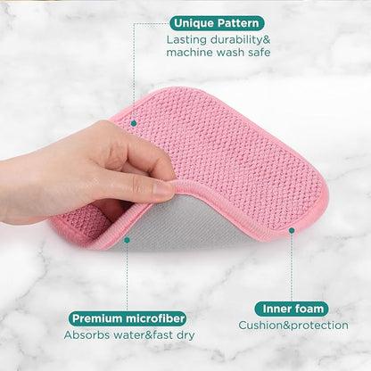 GeeRic Microfiber Dish Drying Mat, Super Absorbent Kitchen Dish Drying Pad, Reversible for Countertop, 7*7 inch Pink - Image 3
