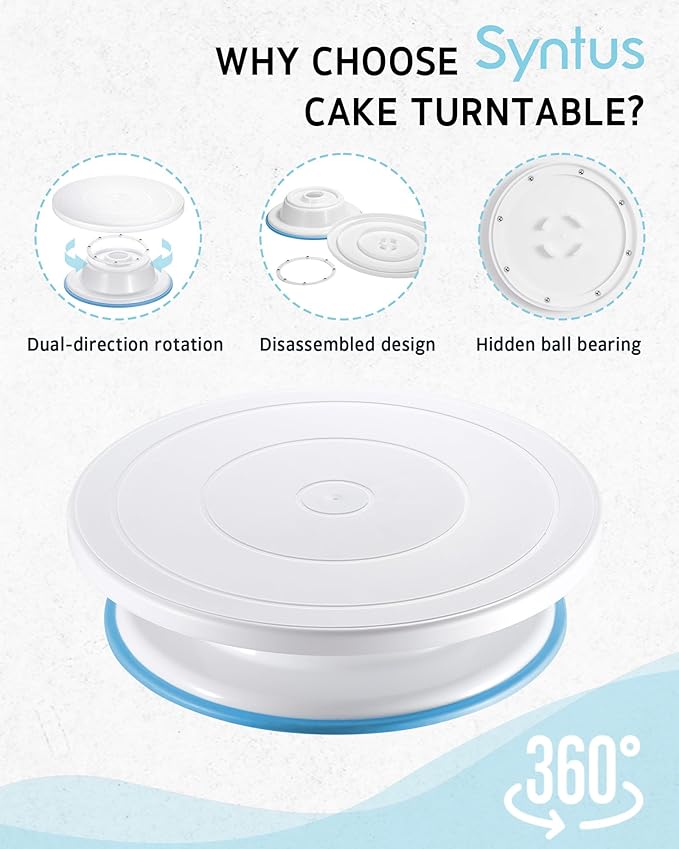 Syntus 65 PCs Cake Decorating Kit with Cake Stand Turntable, Cake Baking Supplies 30+1 Piping Bags, 24 Piping Tips, Offset & Straight Spatulas, 3 Scrapers, Leveler, 2 Couplers & 1 Tips Brush - Image 2