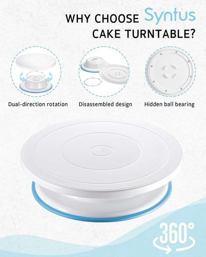 Syntus 65 PCs Cake Decorating Kit with Cake Stand Turntable, Cake Baking Supplies 30+1 Piping Bags, 24 Piping Tips, Offset & Straight Spatulas, 3 Scrapers, Leveler, 2 Couplers & 1 Tips Brush - Image 2