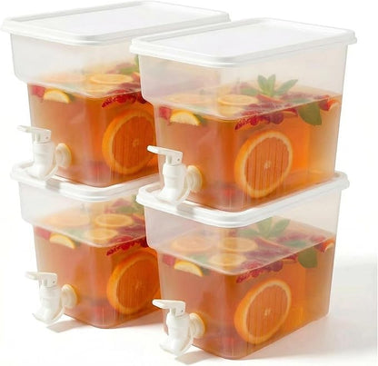 BEWBBAT 4 Pack 1.3 Gallon Drink Dispenser with Spigot for Fridge, Leakproof Plastic Water Container Fridge Beverage Dispenser Ice Juice Dispenser with Spigot for Home Party Restaurant Bar Buffet by BEWBBAT
