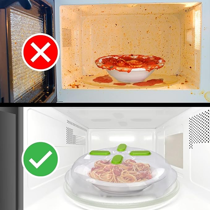 HOVER COVER Magnetic Microwave Cover for Food | Clear Microwave Splatter Cover | Microwave Plate Cover with Steam Vents | Food Grade Dish Cover | BPA-Free | Dishwasher Safe | Green - Image 6
