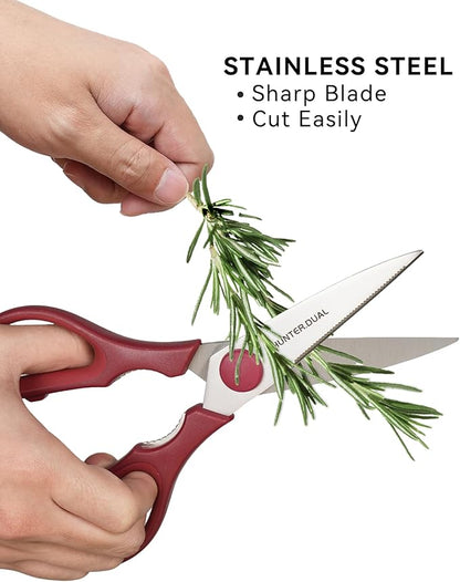 Kitchen Scissors for Food, HUNTER.DUAL Heavy Duty Come Apart Poultry Shears for Cooking, All Purpose for Cutting Chicken, Meat, Fish & Vegetables (Red, 8.35 Inch) - Image 2