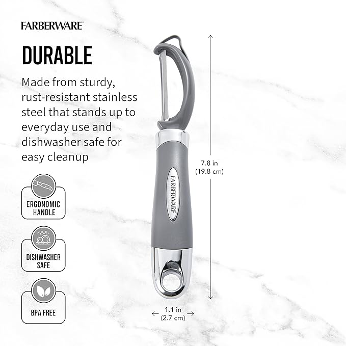 Farberware Pro2 Vegetable Peeler, Euro Peeler with Razor-Sharp Stainless Steel Blade, Swivel Peeler for Potatoes, Fruits, and Vegetables, Built-In Bud Remover, Dishwasher Safe - Image 2