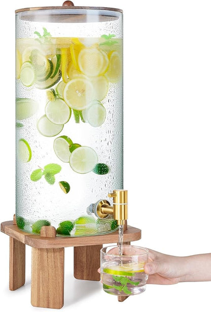 3 Gallon Extra Large Drink Dispenser for Parties,Glass Beverage Dispenser with Stand,Water Drink Dispenser with Airtight Valve,Lemonade Dispenser for Fridge,Water, Juice,Cocktails,Ice Tea & Sun Tea by FavorFlavor