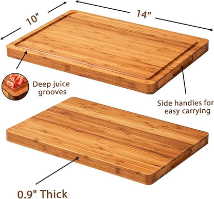 Allsum Bamboo Cutting Boards for Kitchen, 1" Extra Thick Wood Butcher Block, Heavy Duty Wooden Chopping Block, Charcuterie Boards & Cheese Platter - Image 2