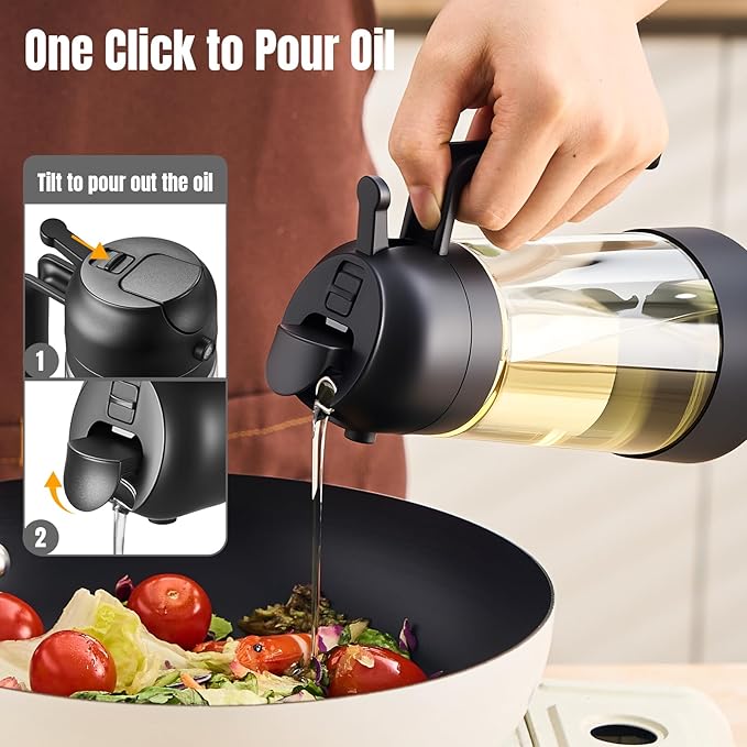 PARACITY 2 in 1 Oil Dipenser Bottle with Silicone Bottom (Black-2PCS) - Image 8