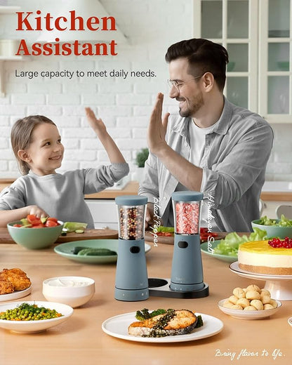 Electric Salt and Pepper Grinder Set with Storage Base, Stainless Steel Rechargeable Salt and Pepper Grinder Set with 4.5 oz Large Capacity, 1.8" Wide Mouth, Adjustable Coarseness, Ideal for Kitchen - Image 8