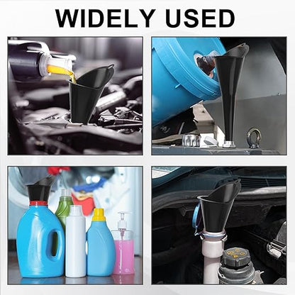 Long-Neck Oil Funnel for Automotive – Multi-Function Plastic Funnel for Oil, Gas & Lubricants – Universal Car Accessory (Black (1-Pack)) - Image 7