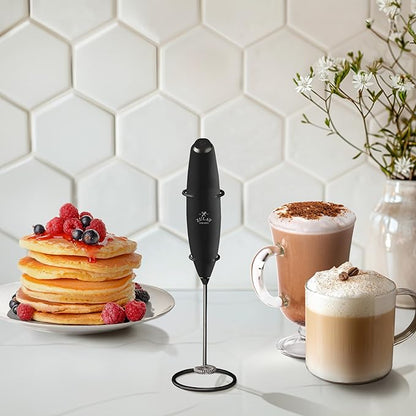 Zulay Kitchen Powerful Milk Frother Wand With 4 AA Duracell Batteries - Ultra Fast Handheld Drink Mixer - Electric Whisk Foam Maker for Coffee, Lattes, Cappuccino, Matcha & Creamer - Executive Black - Image 7